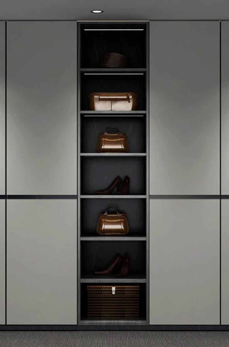 Modern Gray Simple Design Wardrobe Cabinet