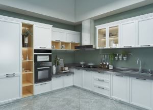 Moderna köksskåp i körsbärsträ