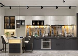 Två tonade köksskåp