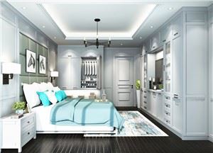 Grå garderob i massivt trä